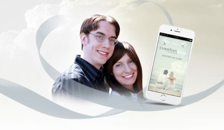 lutheran christian loving couple and smart phone